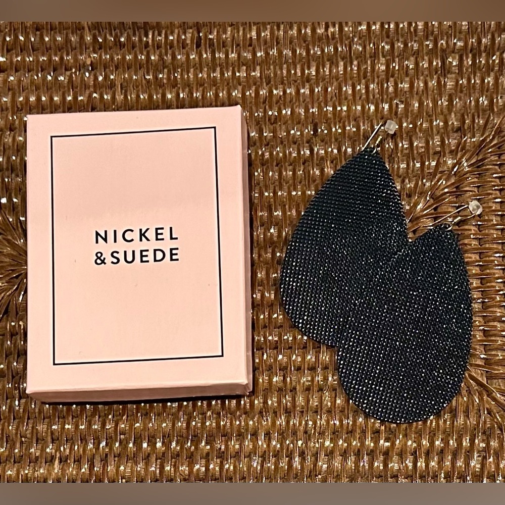 Nickel & Suede Large Teardrop Earrings